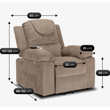 Fotel Masujący z Funkcją Wstawania FENIX Beżowy