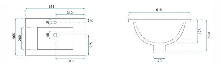 UMYWALKA DAFNE 60 - WPUSZCZANA