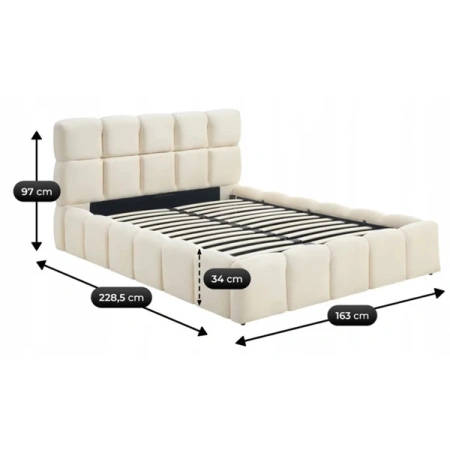 Łóżko 140x200 MURCJA Welurowe Kremowe Z Pojemnikiem