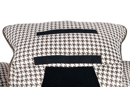 Fotel bujany OTILIA brązowa pepitka -  drewniane płozy, ekoskóra