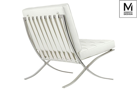 MODESTO fotel BARCELON biały - ekoskóra,  stal polerowana