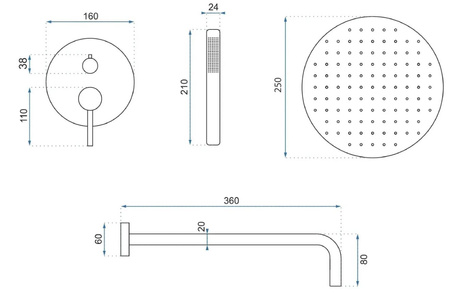 ZESTAW NATRYSKOWY PODTYNKOWY LUNGO TYTAN + BOX