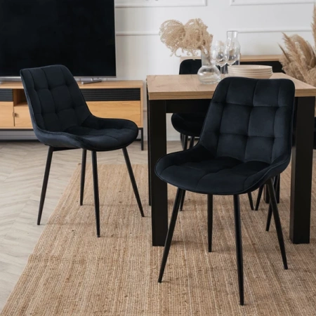 Krzesło CHRIS Czarne Welurowe
