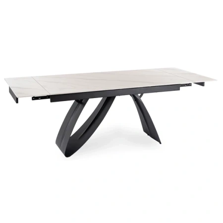 Stół Rozkładany DEVON 160-220 cm Biały Marmur/Czarny
