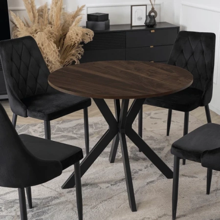 Stół LAUREN 90 cm Orzech/Czarny