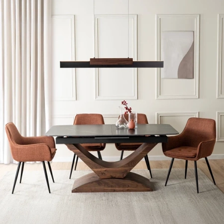 Stół ALICANTE 160-200 cm Czarny marmur/Orzech