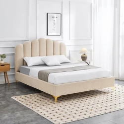 Łóżko 160x200 GEMINI Beżowe Welurowe