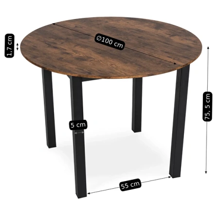 Stół TEO 100 cm Dąb Rustykalny