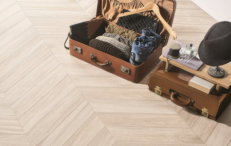 Emil Ceramica Elegant Sleek Wood Chevron White 11x54