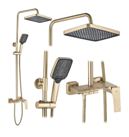 ZESTAW NATRYSKOWY JOE ZŁOTY SZCZOTKOWANY