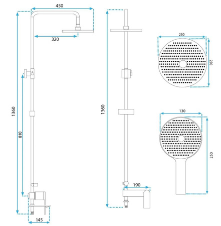 ZESTAW NATRYSKOWY MY2102-78GG VENETA ZŁOTY SZCZOTK