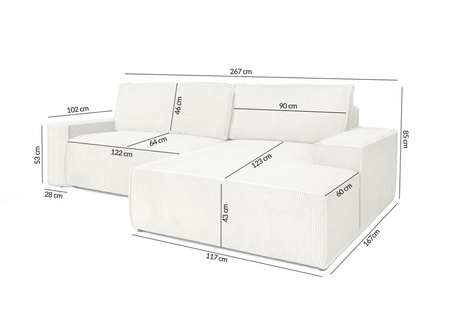 Narożnik PILLOW M prawy z funkcją spania  zielony