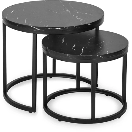 Zestaw Stolików MAURO Czarny Marmur