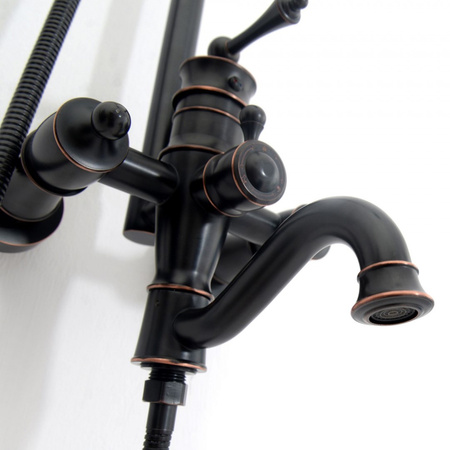 ZESTAW NATRYSKOWY VINTAGE CZARNY PRZECIERANY