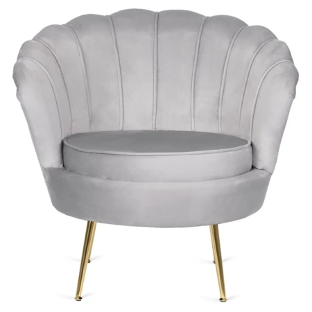 Fotel GRAND z Podnóżkiem Szary Welurowy