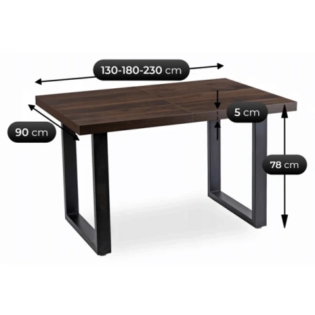 Stół TOMAS 130-230 cm Orzech/Czarny