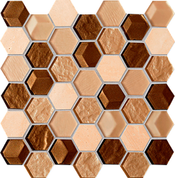 Tubądzin Drops Stone Brown Hex Mozaika Ścienna 30x29,8