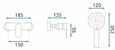 BATERIA PRYSZNICOWA MY1805-8CW BLOOM BIAŁA/CHROM