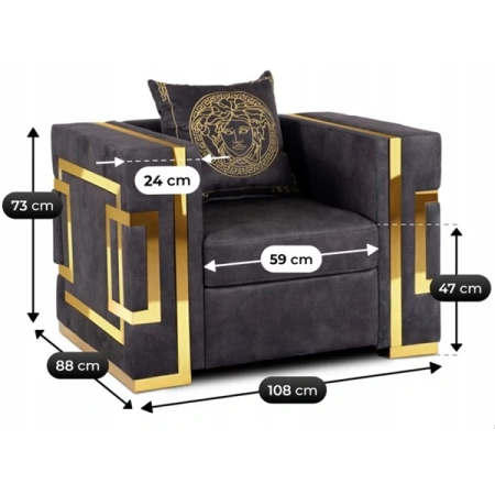 Fotel PALLAZO 1S Czarno/Złoty