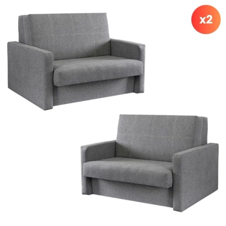 Zestaw 2x Fotel Do Spania Dwuosobowy MILAN 2 Szary