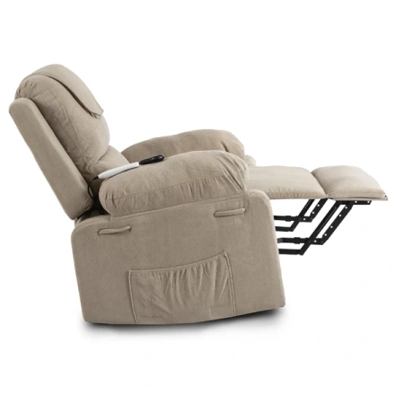 Fotel Masujący z Funkcją Wstawania FENIX Beżowy Sztruksowy