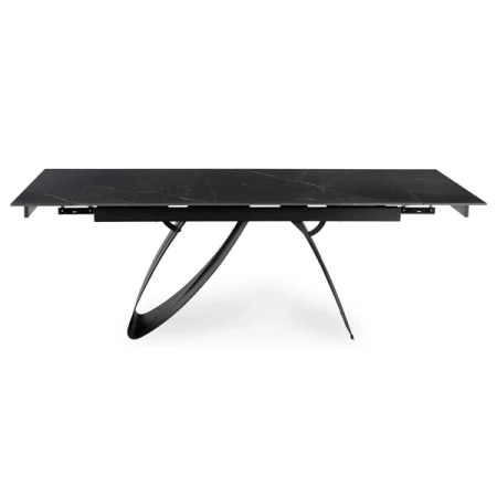Stół Rozkładany DEVON 160-220 cm Czarny Marmur/Czarny