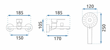 BATERIA WANNOWA MY1805-3WG BLOOM BIAŁA/ZŁOTA