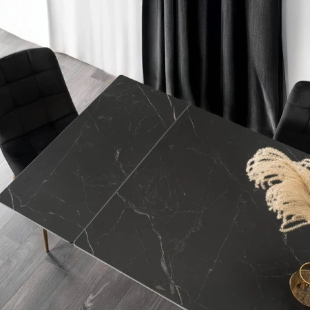 Stół LUIGI 160-240 cm Czarny marmur/Złoty