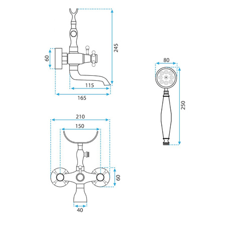 BATERIA WANNOWA RUSTICO ZŁOTA ANTYCZNA