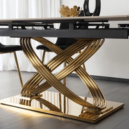 Stół Rozkładany IBIZA 160-240 cm Biały Marmur/Złoty