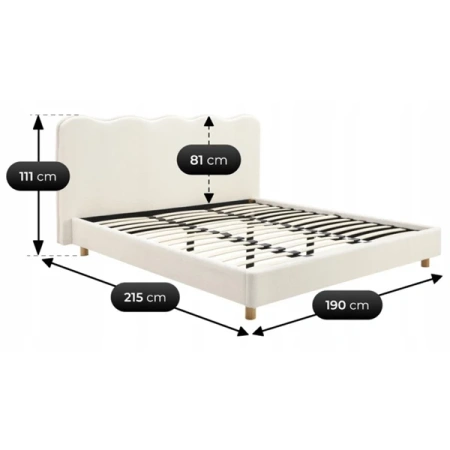 Łóżko 180x200 IZMIR Boucle Kremowe Z Pojemnikiem