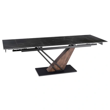 Stół REX 2 180-240 cm Czarny Marmur/Orzech
