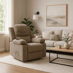 Fotel Masujący z Funkcją Wstawania FENIX Beżowy