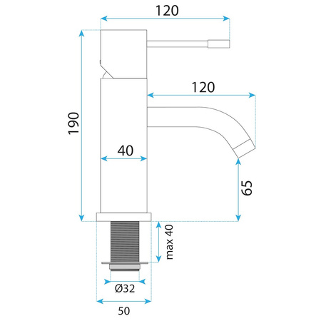 BATERIA UMYWALKOWA LUNGO DIAMOND MIEDŹ NISKA