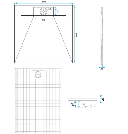 BRODZIK BAZALT CARRARA WHITE 90x120