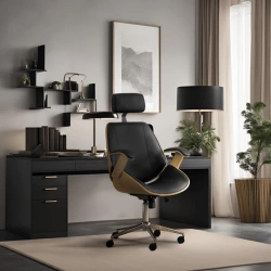 Fotel FABIAN Ekoskóra Dąb złoty/Czarny