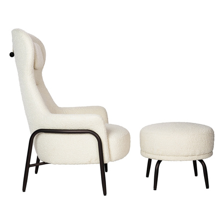 Fotel TEDDY GRAND z podnóżkiem beżowy -   stal