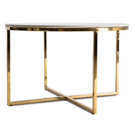 Stolik Ceramiczny MARINE Biały Marmur/Złoty