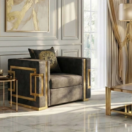 Fotel PALLAZO 1S Czarno/Złoty