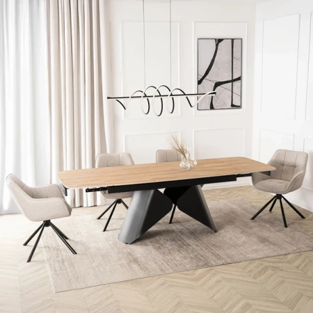 Stół Rozkładany Ceramiczny VERONA 160-240 cm Dąb/Czarny