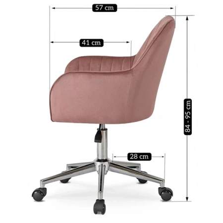 Fotel Obrotowy TOM Różowy Welurowy