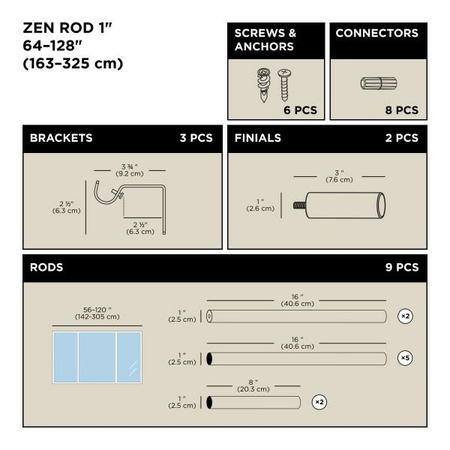 UMBRA karnisz ZEN 163 - 325 cm czarny