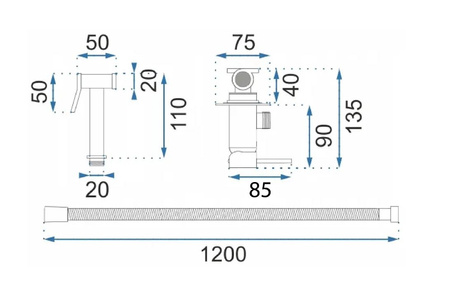 BATERIA BIDETOWA PODTYN LOOP LUNGO DIAMOND ZŁOTA