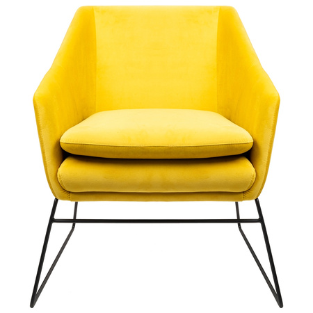Fotel EMMA VELVET żółty - welur, metal