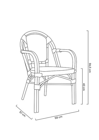 Krzesło ogrodowe CAFE PARIS ARM brązowe   rattan