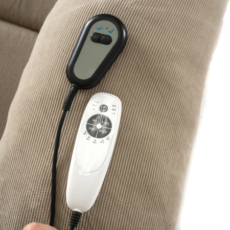 Fotel Masujący z Funkcją Wstawania FENIX Beżowy Sztruksowy