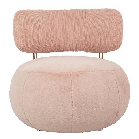 Fotel LOW TEDDY PINK różowy - stal