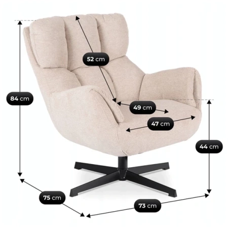 Fotel Wypoczynkowy Obrotowy REAL Kremowy