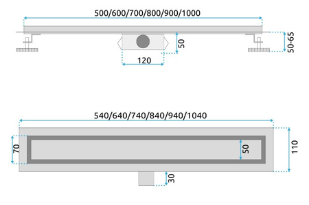 ODPŁYW NEOX MIEDŹ SZCZOTKOWANA 900