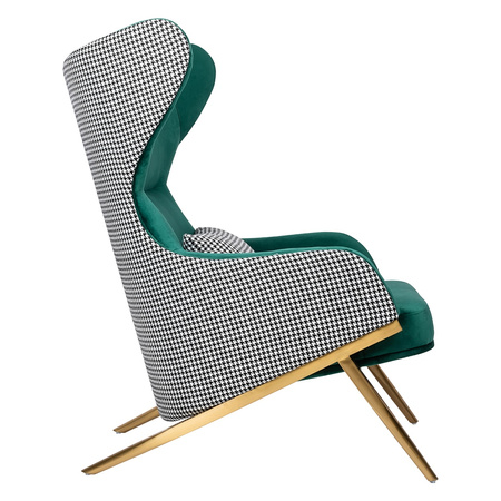 Fotel HAMPTON VELVET ciemny zielony -     welur, metal
